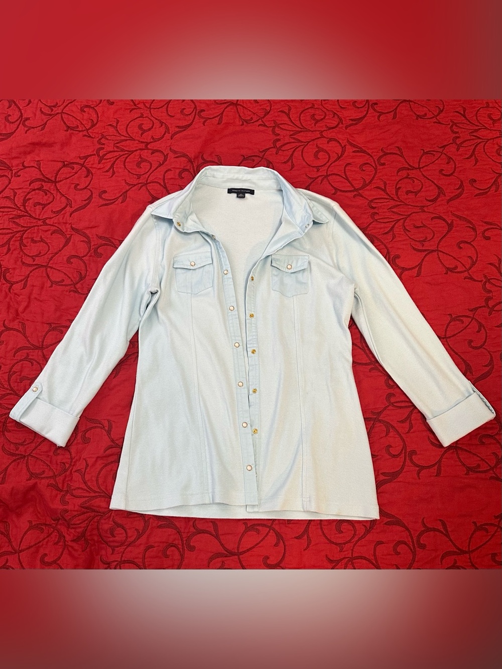 Tommy Hilfiger Light Blue Button-Up Long Sleeve Shirt